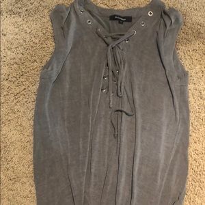 Grey lace up tank